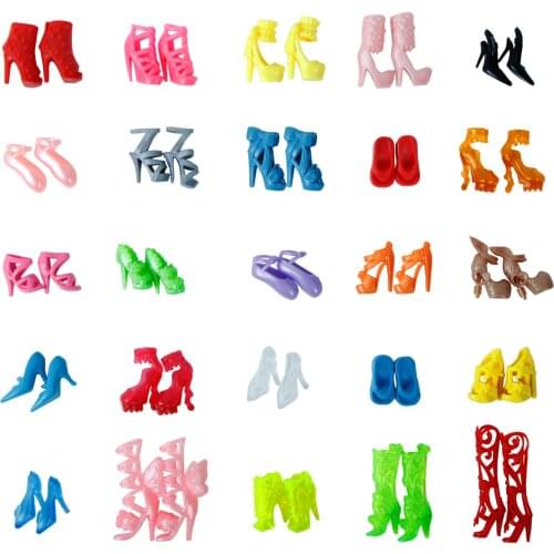 12 Pcs/Lot Colorful Fashion Shoes Casual Wear Mix Style High Heels Sandals Accessories For Barbie Doll Dollhouse Kids Toys