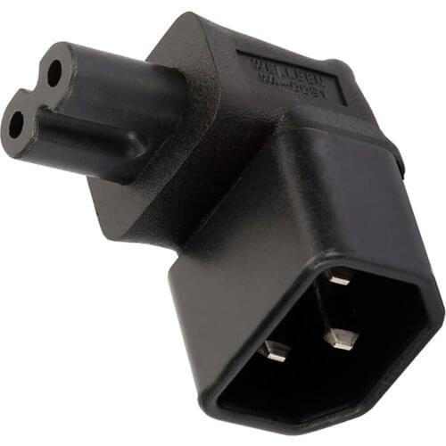 2pin Up Down Angled IEC 320 C14 To C7 Female Power Socket Adapter Converter