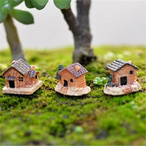 3Pcs Micro Landscape Decoration Small Houses Handicraft Gift Garden Ornaments