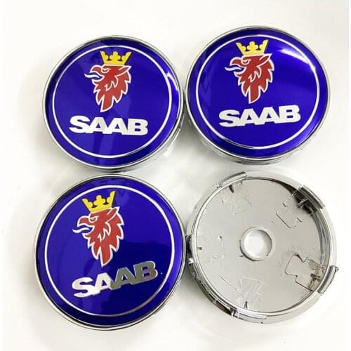 4x 60mm Blue For Saab Car Modified Universal Wheel Hub Center Caps Hubcaps Auto Accessories