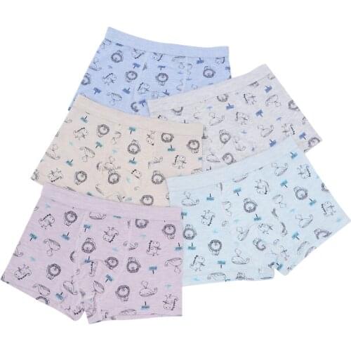 5pcs/Lot Four Seasons Wear High Quality 47.5%Cotton Cartoon Boys Lycra Cute Lion Cotton Underwear Set Childrens Flat Underwear