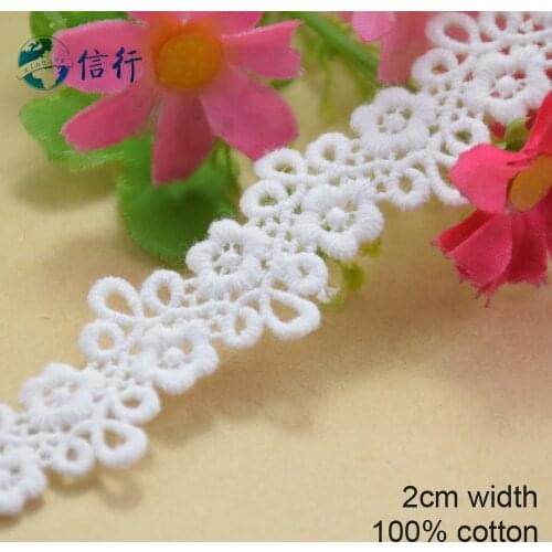 5yards 2cm Cotton embroid lace sewing ribbon guipure trims or fabric warp knitting DIY Garment Accessories free shipping#3616