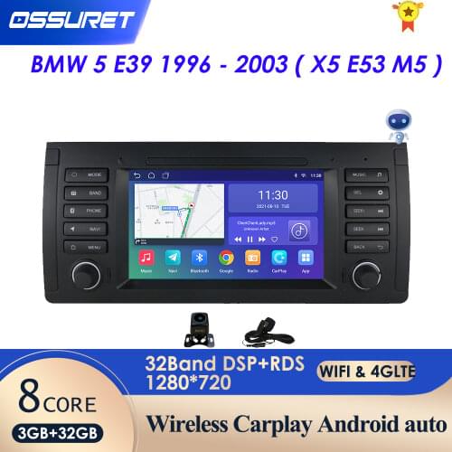 7inch Autoradio 2din Android 10.0 Car Multimedia Player Navigation For BMW E39 E53 M5 1995-2003 Audio Stereo BT GPS Wifi Carplay