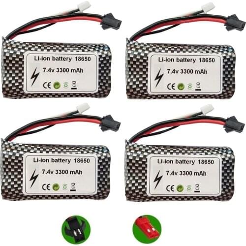 SM/JST wltoys 104310 104311 18301 18302 MN99S D90 Q1 H101 Rc Boats Cars Drones Parts 7.4V 3300mAh 2S Lipo Battery 18650 SM plug