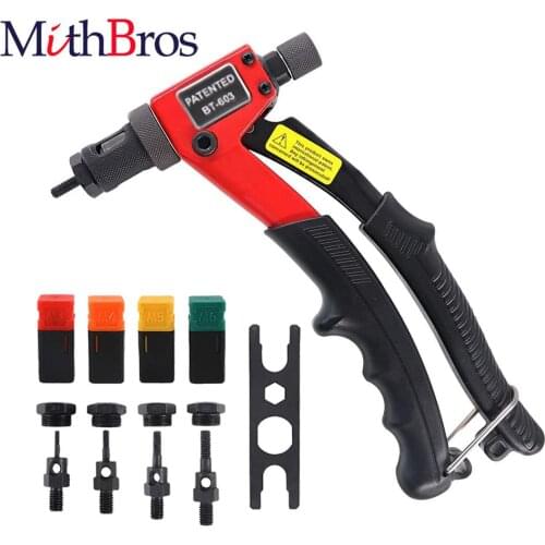 BT-603 Rivet Gun Kit Hand Rivet Nut Setter Kit Rivnut Setting Tools Nut Setter Tool Hand Blind Riveter with Mandrel M3/M4/M5/M6