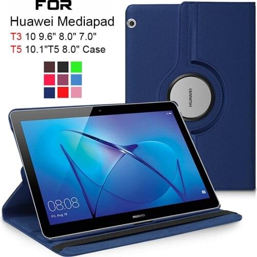 Tablet Case For Huawei MediaPad T5 10 T3 9.6"8 AGS-W09/L09 KOB-L09/W09 360 Rotating PU leather Case Glass Cover