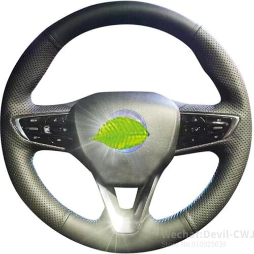 For Buick Verano velite 567 Encore 2019 2020 2021 steering wheel cover hand-stitched leather suede carbon fiber car grip cover