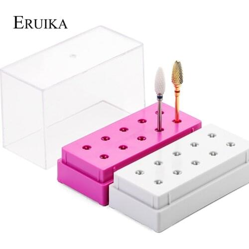 ERUIKA 1pc Professional 10 Holes Nail Drill Bit Holder for Electric Burrs Exhibition Displayer Manicure Nail Art Tools