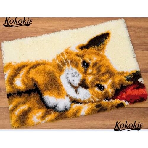 Diy tapijt latch hook rug canvas printing vloerklee foamiran for needleworkset knooppakket sleeping cat crochet tapis knoopkusse