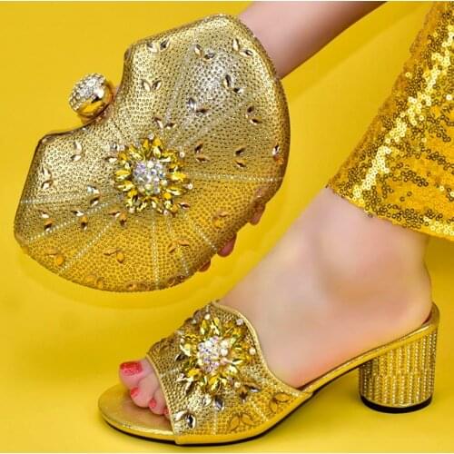 Doershow good price African Wedding Shoes and Bag Set Italian Shoes with Matching Bags Nigerian Women party! SFA1-4