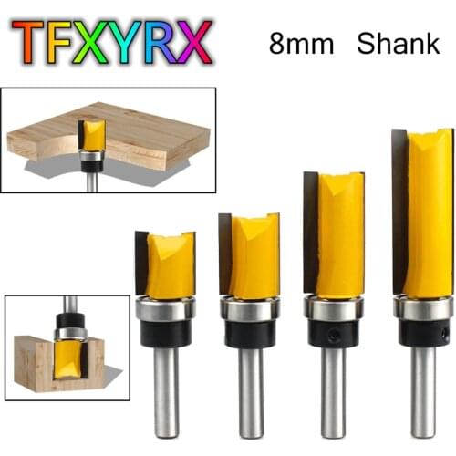 8mm Shank Straight Router Bit Set with Bearing Flush Trim Bit Wood Slotting Milling Tools for Woodwork