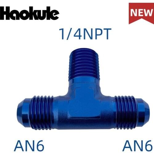 Performance AN6-AN6-1/4''NPT TEE WITH NPT SIDE 6AN WITH 1/4''NPT ALUMINUM FITTINGS AND ADAPTERS BLUE