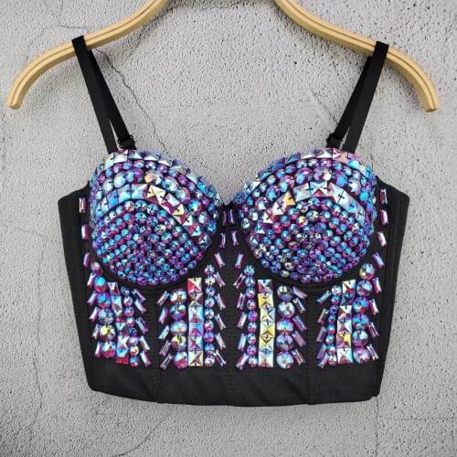 3 Colors Women Sexy Designer Beading Gold Blue Cotton Camisole Tops Summer 2021 High Street Short Camis Crop Tops