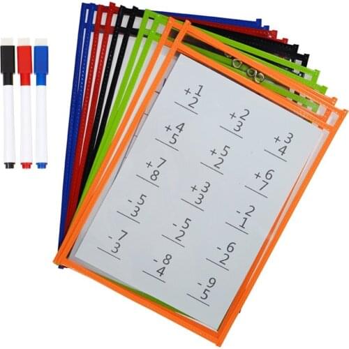 Godery Reusable Dry Erase Pockets, 9 x 12 Inches, Dry Erase Pocket Sleeves Assorted Colors
