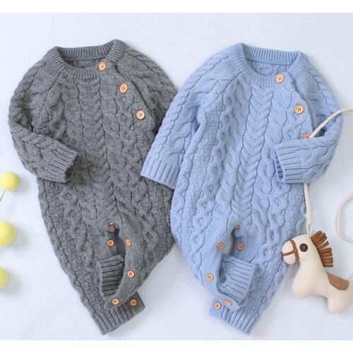 Baby Rompers Knitted Clothes Winter Thick Warm Newborn Boys Girls Jumpsuits Long Sleeve Toddler Infant Outfits Children Sweaters
