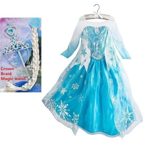 Elsa Halloween Costumes for Kids Girls Snow Queen Cosplay Dresses Elza Princess Style Fantsaia Vestidos Children Clothing
