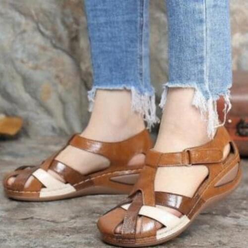 Summer 2021 Womens Sandals Car Line Light And Soft Sole Large Size Cross Buckle Round Toe Wedge Sandals Women