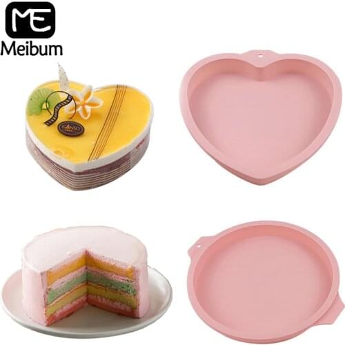 Meibum 6/8 inch Cake Pans Silicone Molds Round Multilayer Muffin Pastry Bakeware Heart-Shaped Mousse Dessert Baking Tools