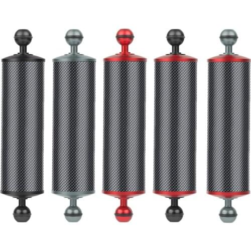 Upgraded Underwater Carbon Fiber Float Buoyancy Aquatic Arm 10" Length D60mm Dual Ball for Gopro DSLR Camera Diving Tray
