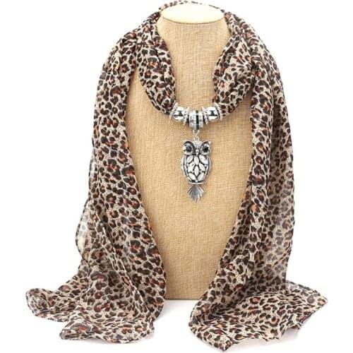 Fashion Brand New Women Long Chiffon Leopard Lady Scarf Necklace Pendant Jewelry Scarf