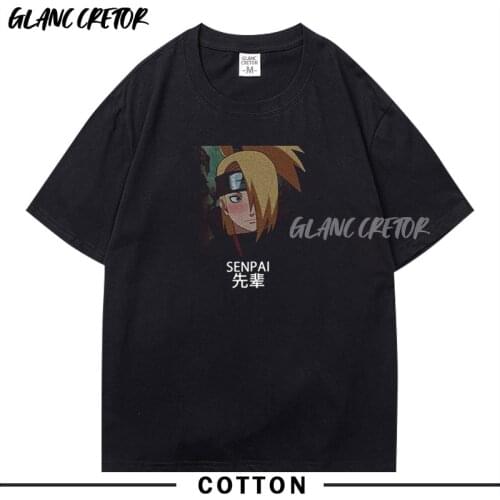 2021 Summer T-shirt Men Deidara Senpai Tshirt Anime Harajuku Streetwear Cartoon Tee Short Sleeve Cotton T-shirt