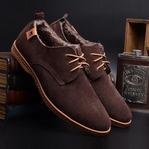Ankle snow boots men 2020 hot fashion Plus velvet warm winter boots men shoes suede Leather oxfords shoes men sneakers