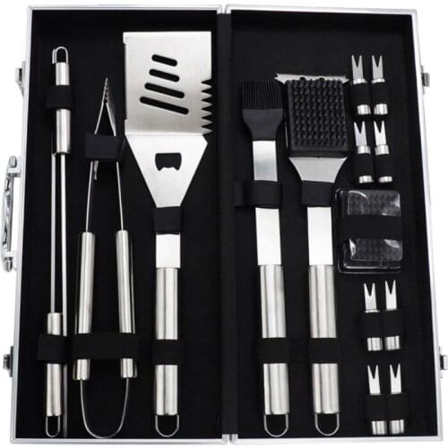 16pcs BBQ Grill Tool Set Stainless Steel Barbecue Grilling Tools Outdoor Camping Cooking Tools Grill Accessories Kit With Bag