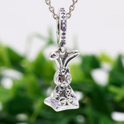 New Original 925 Sterling Silver Beads Cute Rabbit Animal Dangle Charm Fit Pandora Bracelets Women DIY Jewelry Dropship