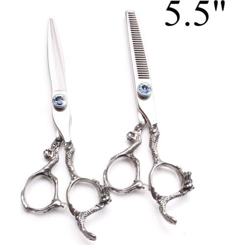 5.5" 16cm JP 440C Engraving Logo Barber Scissors Cutting Scissors Thinning Shears Profrssional Hair Scissors Styling Tool C9100