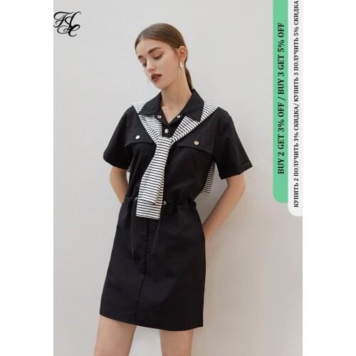 FANSILANEN Office Lady Oversize Polo Tooling Style Dress Women Summer Thin Section 2021 New Sense Niche Short Casual Dress