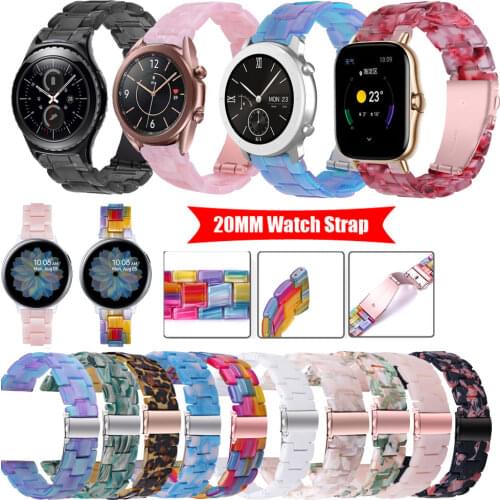 20MM Watch Strap For Samsung Gear S2 Colorful Resin Smartwatch Bracelet Galaxy Watch Active 2 44 Huawei Gt2 Amazfit Bip U S Band
