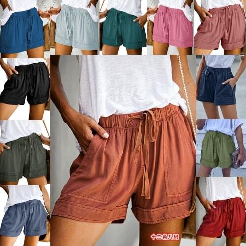 Casual Wide-Leg Baggy Shorts 2020 Summer High-Waisted Elastic Lace Up Shorts WDC4527