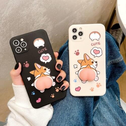 Lovely Corgi Bum Relieving Silicon Case for iPhone 12 Pro Max Back Phone Cover for 12 11 Pro Max X XS XR 8 7 Plus SE 2020