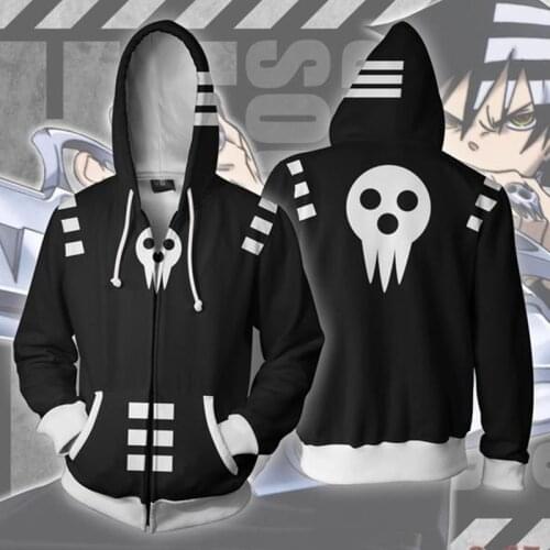 Soul Eater Hoodie cosplay costume Sweatshirts Black Hoodies Halloween cosplay Casual sweater