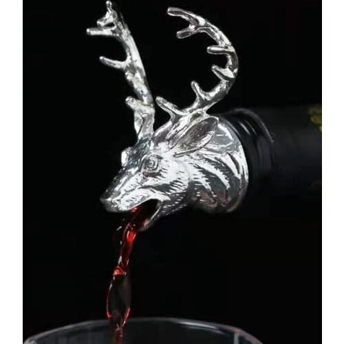 Wine Pourer Retro Deer Shape Zinc Alloy Wine Decanter Pour Spout Supplies Wine Mouth Deer Head Wine Guide Pour Wine pourer new