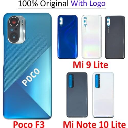 10Pcs/lot, Back Glass Rear Cover For Xiaomi Mi 9 Lite / Poco F3 / Mi Note 10 Lite Battery Door Housing Battery back cover