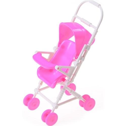 1PCS DIY Assemble Baby Carriage Stroller Trolley Doll Furniture Happy Family For Dolls Accessories For Doll House