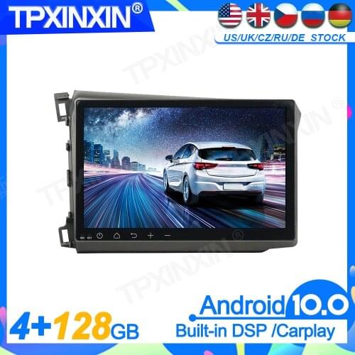 128G Carplay Android 10 Screen DVD Multimedia Player For Honda Civic 2012-2015 GPS Navigation Auto Radio Audio Stereo Head Unit
