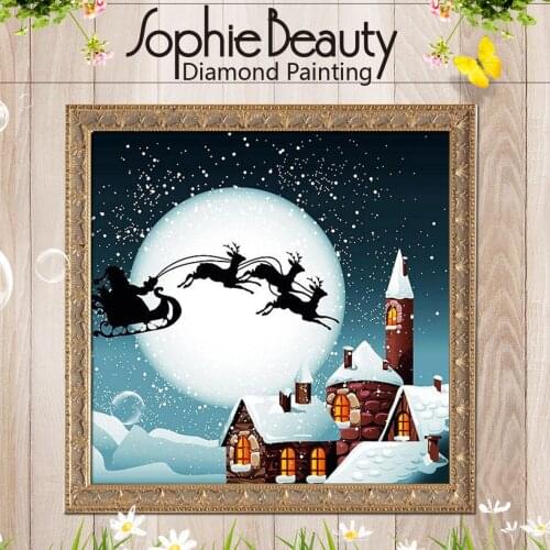2018 Sophie Beauty Diy Diamond Painting Cross Stitch Embroidery Moon Night Santa Claus Reindeer Car Needlework Art Mosaic Kit
