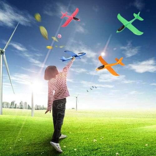 2019 DIY Childrens Hand Throwing Flying Toy Large Glider Aircraft Foam Plastic Airplane Model Toy Sturdy Kids Games Boys Gift