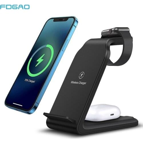 3 in 1 Wireless Charger Station 15W Fast Wireless Charging Dock Stand for Apple Watch 6 5 4 3 iPhone 12 11 XS XR X 8 Airpods Pro