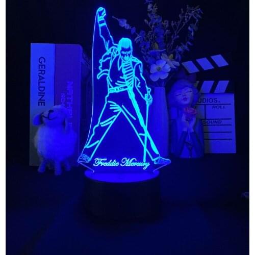 3d Led Night Light Lamp British Singer Freddie Mercury Figure Nightlight for Office Home Decoration Best Fans Gift Dropshipping