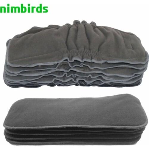 5 Pcs Bamboo Charcoal Insert Baby Gussets Charcoal Insert Nappy , 5layer Charcoal Diaper Insert Reusable Cloth Diaper Insert