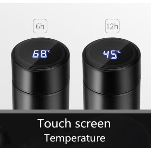 500ML Cup Temperature Display Cup Smart Mug Stainless Steel Water Thermal Bottle with LCD Touch Screen Waterproof Christmas Gift