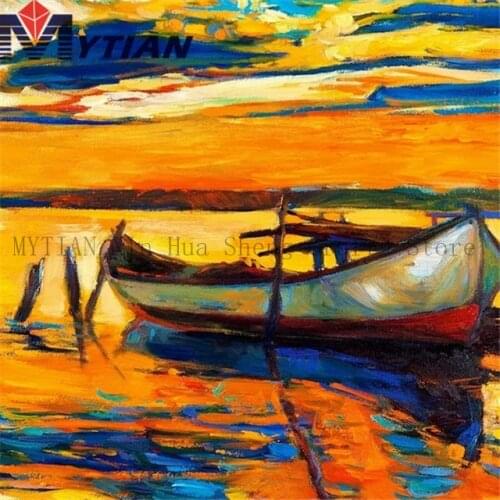 DIY Small Boat Diamond Painting,Square Full Drill Diamond Painting Kit For Adults,Seascape 5D Diamond Embroidery By Number Kits