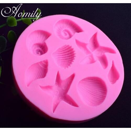Aomily Starfish Conch Silicone Molds Fondant Chocolate Candy Biscuits Moulds DIY Cake Decorating Tools Baking Accessories