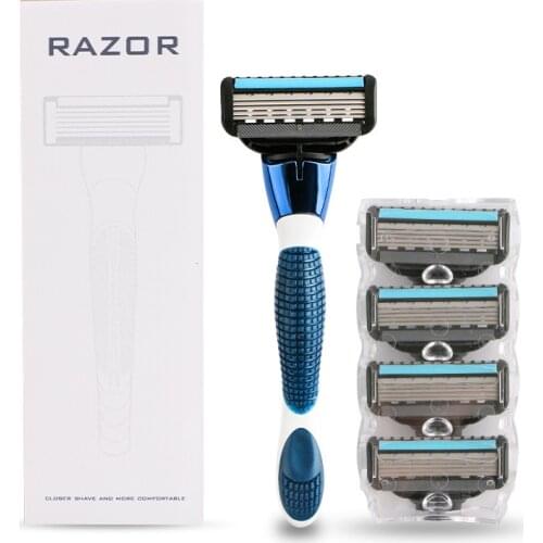 Cartridges Shaver-Razor 1 Handle & 4 Cartridges(4 layer blades) Manual Razor Shaver For Men