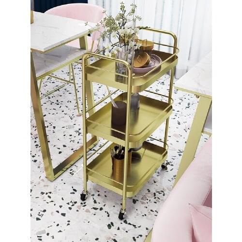 Household Pulley Storage Shelf Movable Multi-Layer Racks Nail Shop Decoration Racks Beauty Salon Barber Carts