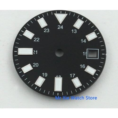 Bliger 28.5mm Black/White Watch Dial Date Window fit Miyota 8215 Mingzhu 2813 watch face luminous marks nmbers watch parts