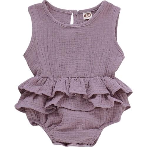 0-24M Babies Girls Clothes Summer Kids Ruffles Bodysuits Cotton Soft Infant Sleeveless Romper Outfits